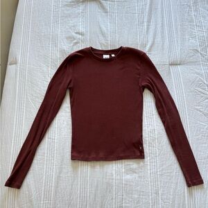 TNA Aritzia Deep Red Long Sleeve Tee